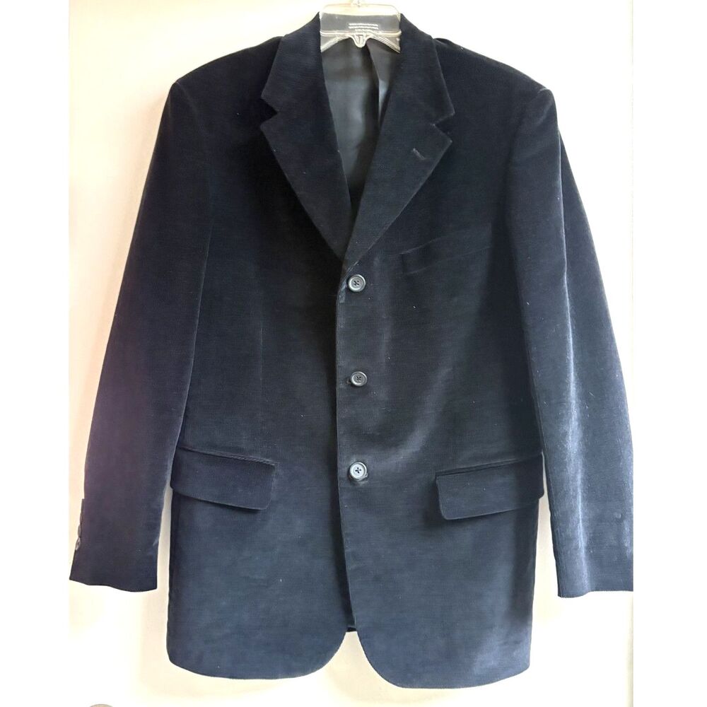 Vtg Black Corduroy Blazer Jacket Three Button Sport Coat Dark Academia 90s y2k M